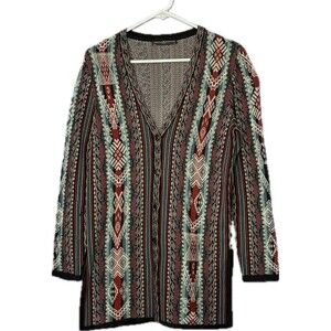 Striking Peruvian Connection long Button Front Cardigan Duster XS pima cotton